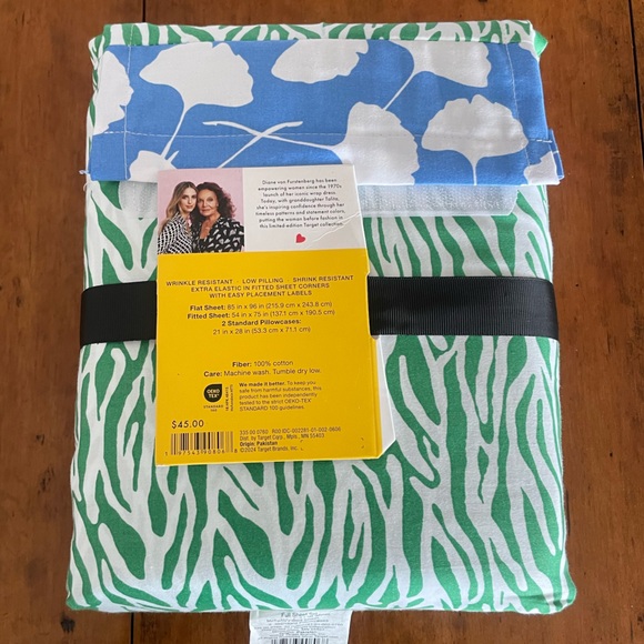 MUST GO! MOVING SALE! DVF for Target FULL Sea Green 400 TC Sheet Set - Picture 3 of 4